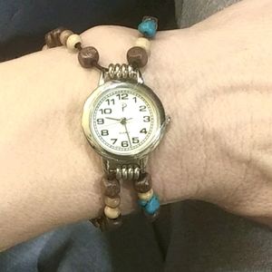 Ladies turquoise n beaded watch